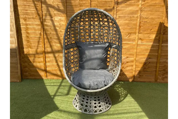 Rattan Swivel Cocoon Chair in Grey