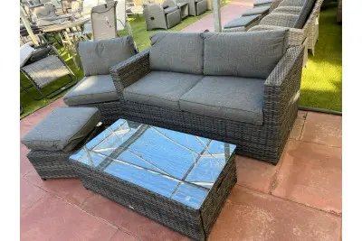 Sapcote 6pc Hideaway Lounge Set in Dark Grey Rattan 