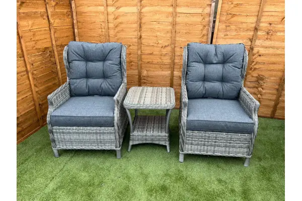 Sapcote Deluxe Reclining Set in Grey Rattan