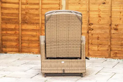Burbage Rocking & Reclining Rattan Bistro Set in Cappuccino Brown