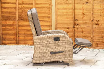 Burbage Rocking & Reclining Rattan Bistro Set in Cappuccino Brown