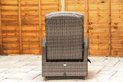 Burbage Rocking & Reclining Rattan Bistro Set in Stone Grey