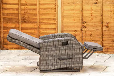 Burbage Rocking & Reclining Rattan Bistro Set in Stone Grey