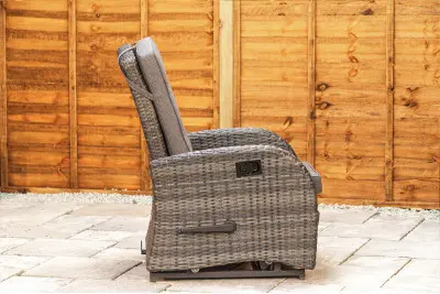 Burbage Rocking & Reclining Rattan Bistro Set in Stone Grey