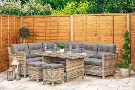 Sapcote Modular Corner Dining Set in Grey Rattan 