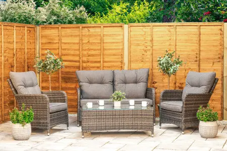 Sapcote Sofa Lounge Set Dark Grey Rattan 