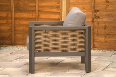 Bosworth Aluminium Lounge Set with Brown Rattan