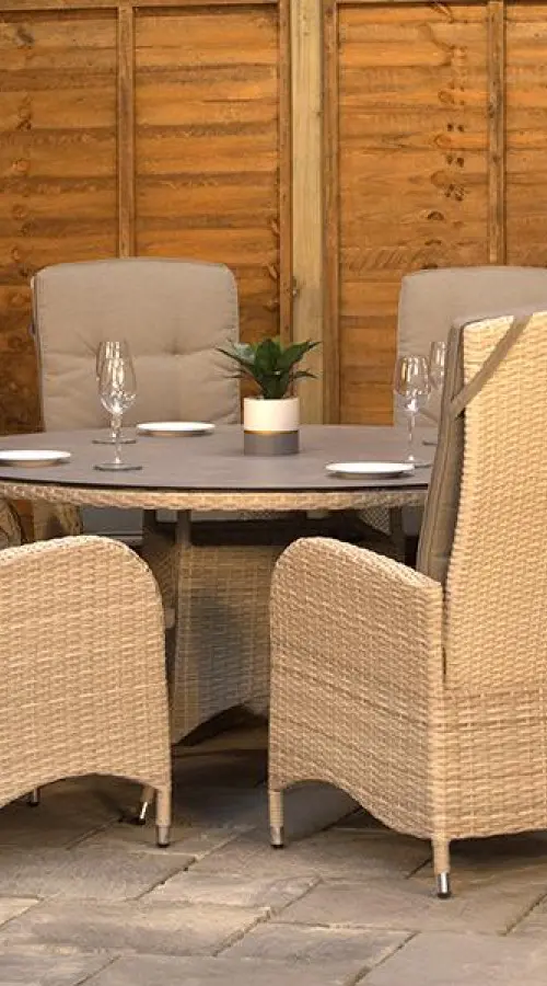 Customer Reviews for Burbage 6 Seater Round Reclining Rattan Dining Set in Latte