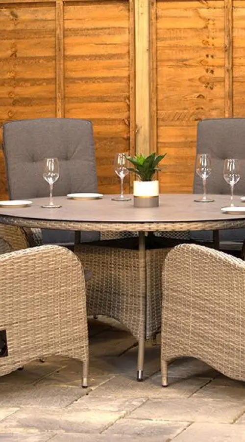 Customer Reviews for Burbage 6 Seater Round Reclining Dining Set in Silver Grey Rattan