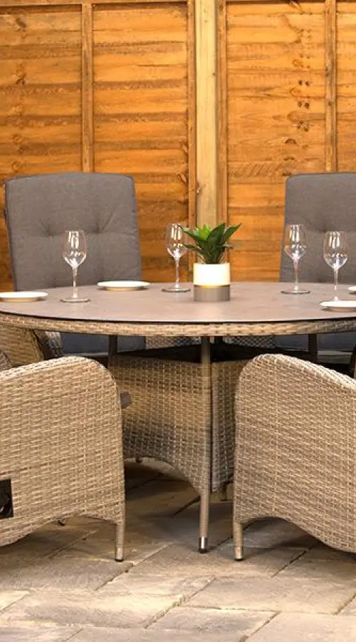 #AskGCS for Burbage 6 Seater Round Reclining Dining Set in Silver Grey Rattan