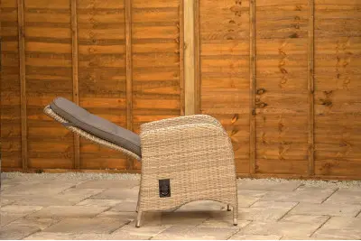 Burbage 6 Seater Round Reclining Dining Set in Silver Grey Rattan