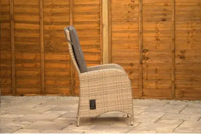 Burbage 6 Seater Round Reclining Dining Set in Silver Grey Rattan