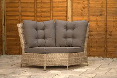 Burbage Large Rattan Corner Lounge Set with Height Adjustable Table in Stone Grey