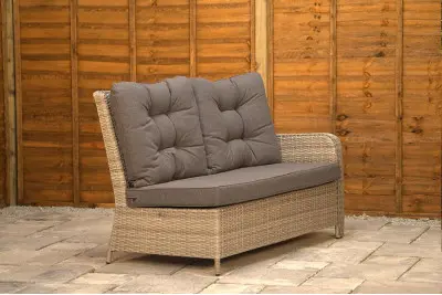 Burbage Large Rattan Corner Lounge Set with Height Adjustable Table in Stone Grey