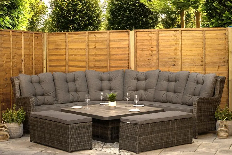 #AskGCS for Burbage Large Rattan Corner Lounge Set with Height Adjustable Table in Stone Grey