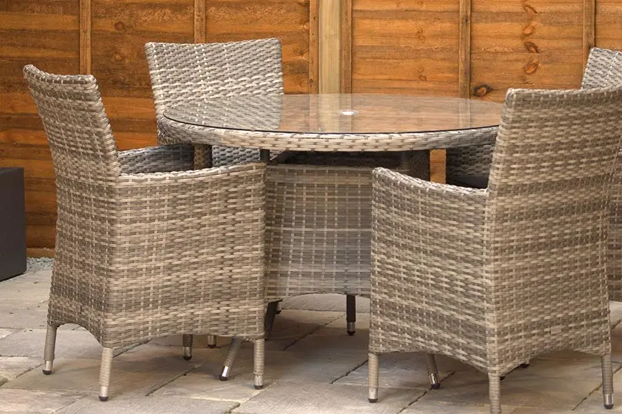 #AskGCS for Sapcote 4 Seater Round Dining Set in Grey Rattan