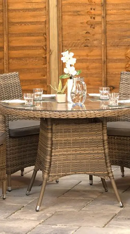 #AskGCS for Sapcote 4 Seater Round Dining Set in Brown Rattan