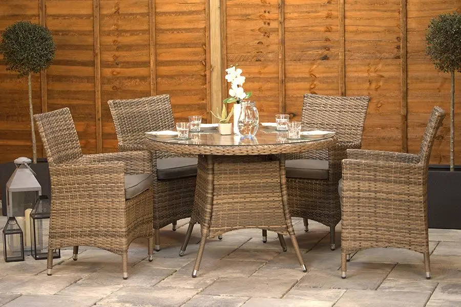#AskGCS for Sapcote 4 Seater Round Dining Set in Brown Rattan
