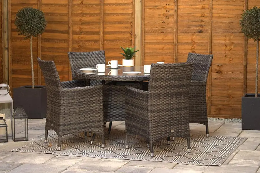 Customer Reviews for Sapcote 4 Seater Round Dining Set in Dark Grey Rattan