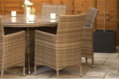 Sapcote 6 Seater Round Dining Set in Brown Rattan