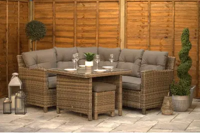 Sapcote Mini Modular Corner Set in Brown Rattan 