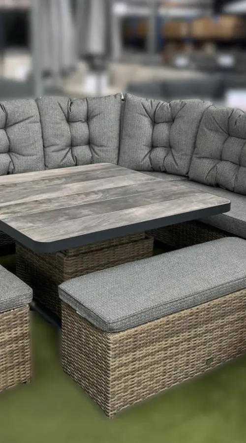 #AskGCS for Burbage 2026 Deluxe Corner Lounge Set with Height Adustable Table in Cappuccino Brown