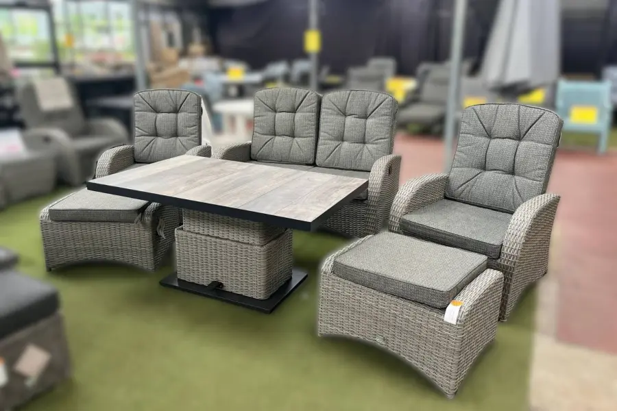 Customer Reviews for Burbage 2026 Reclining Rattan Sofa Set + Adjustable Table in Silver Grey
