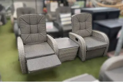 Burbage 2026 Rocking/Non-Rocking Recliner Bistro Set Silver Grey