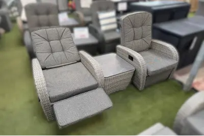 Burbage 2026 Rocking/Non-Rocking Recliner Bistro Set Silver Grey