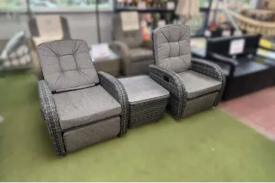 Burbage 2026 Rocking/Non-Rocking Recliner Bistro Set Stone Grey