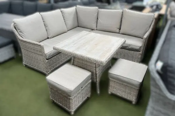 Thornby Compact Corner Lounge Set in Natural Rattan