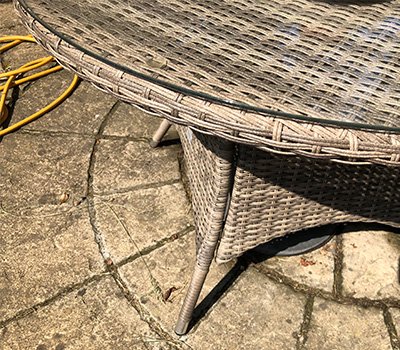 rattan dining table after 8 years outside