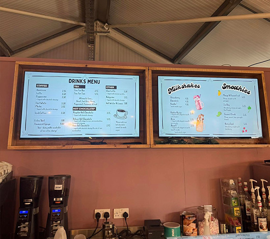 cafe relaunch small menu screens