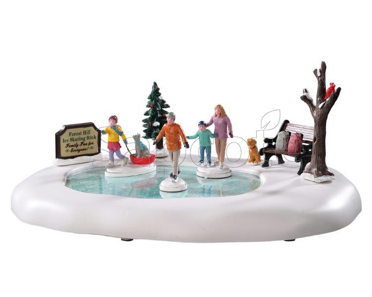 Lemax Family Skating Day – Animated Ice Skating Rink Scene