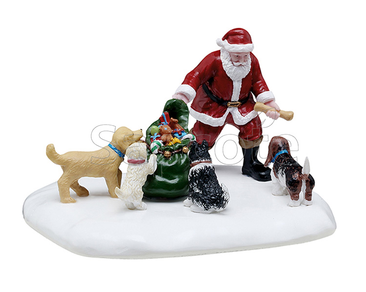 Lemax Dog Park Christmas – Santa with Dogs Figurine Scene