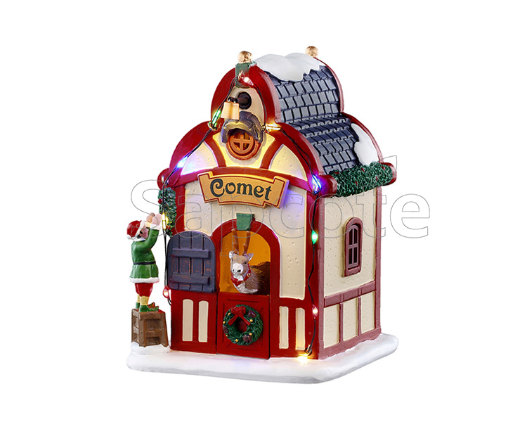 Lemax Comet’s Den – Lighted Reindeer Stable Santa’s Wonderland