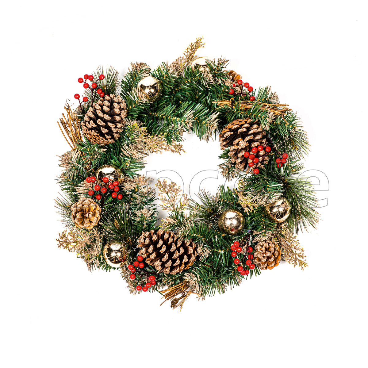 Wreath 40cm Champagne Gold Dressed – Luxury Decorative Wreath