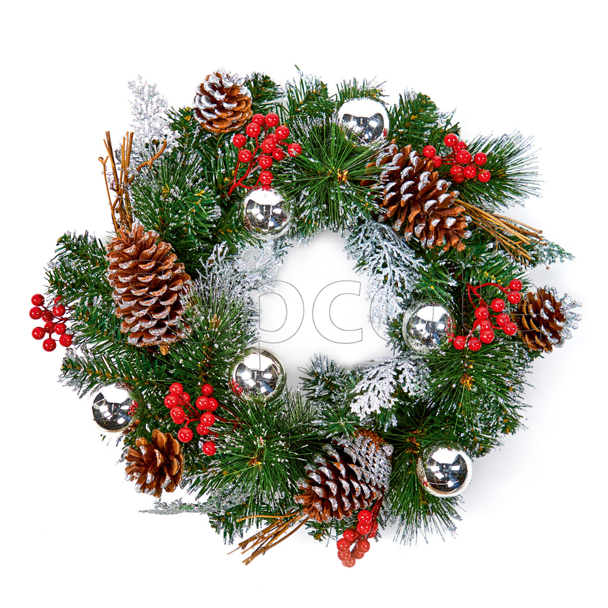 Wreath 40cm Silver Dressed – Elegant Silver Decorative Wreath