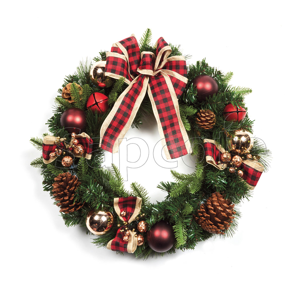 Wreath 50cm Red Bow – Traditional Red Ribbon Wreath