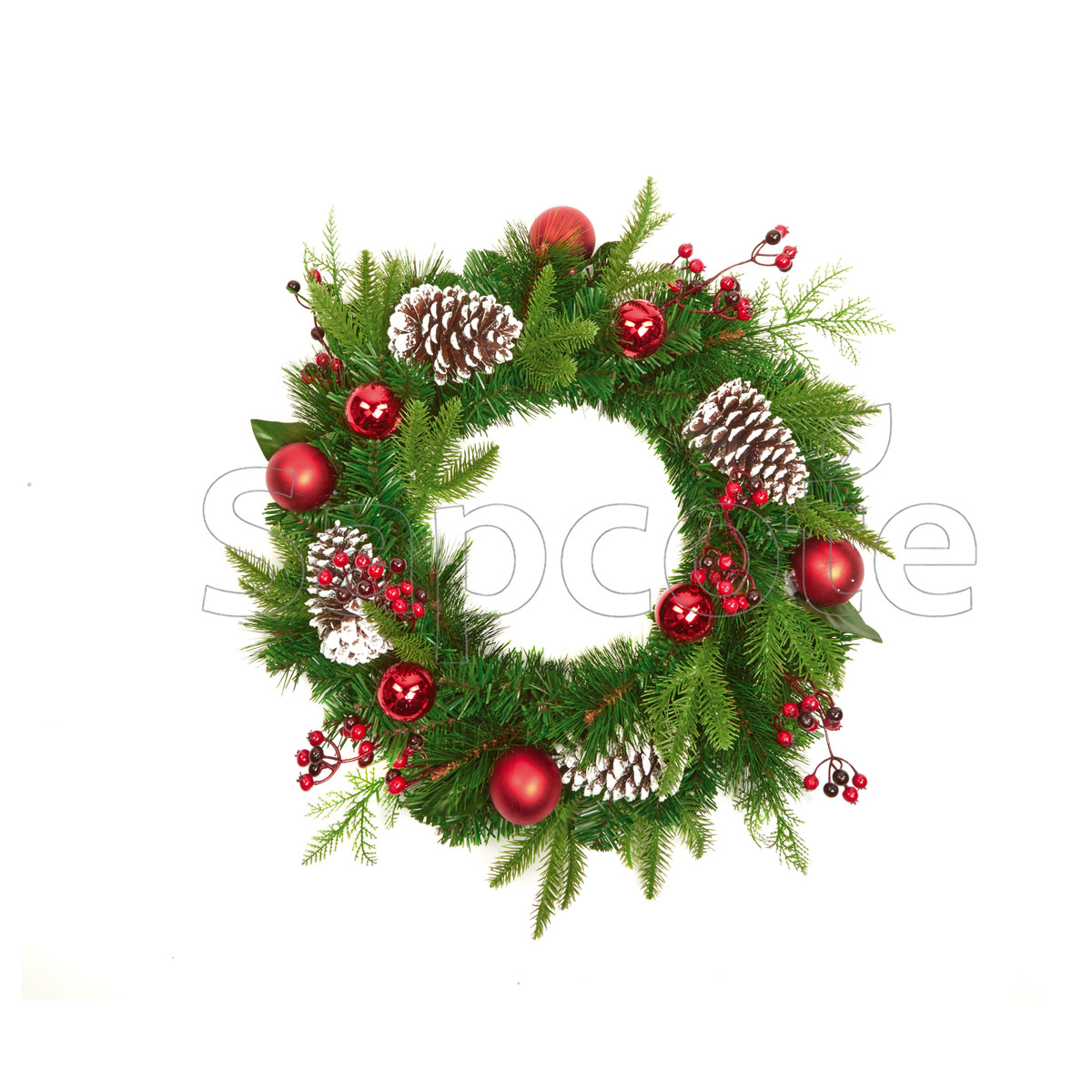 Wreath 50cm Red Bauble – Festive Red Ornament Wreath