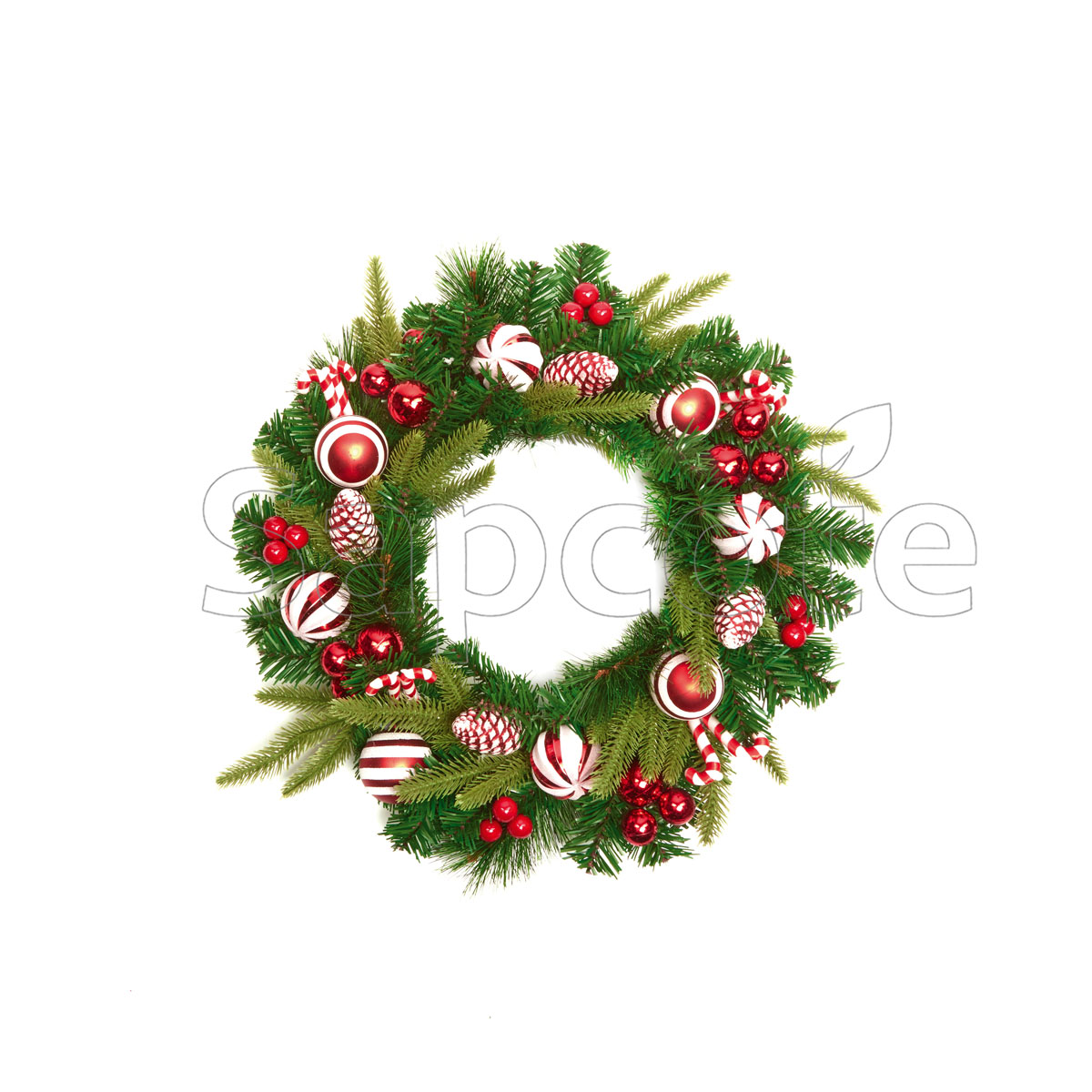 Wreath 50cm Candy Cane – Red & White Striped Wreath