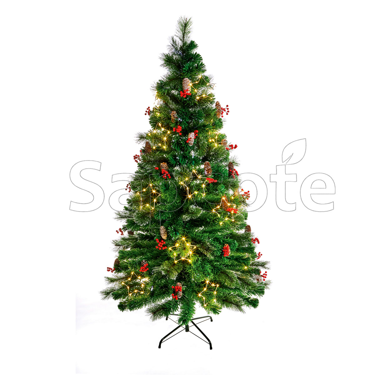 Fibre Optic Tree 180cm Snow Tipped with Berries – Decorative LED Tree