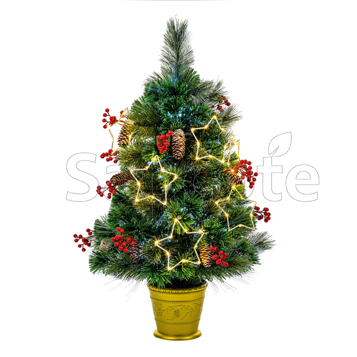 Fibre Optic Tree 80cm Snow Tipped with Berries – Decorative LED Tree