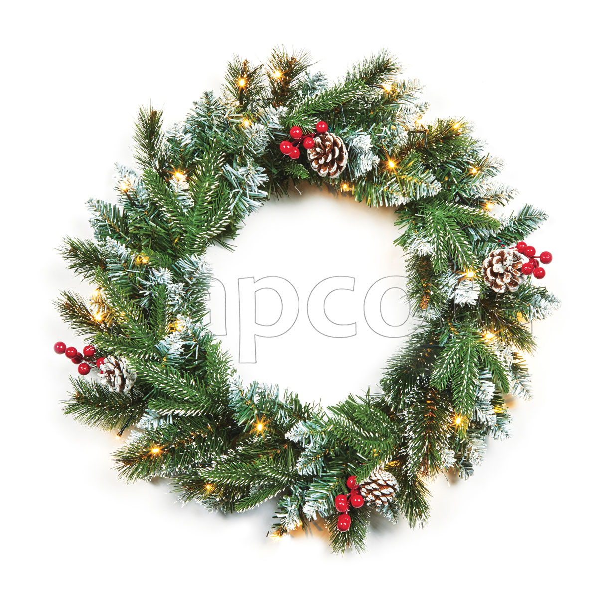 Wreath Pre-Lit 50cm New Jersey – LED Lighted Green Wreath