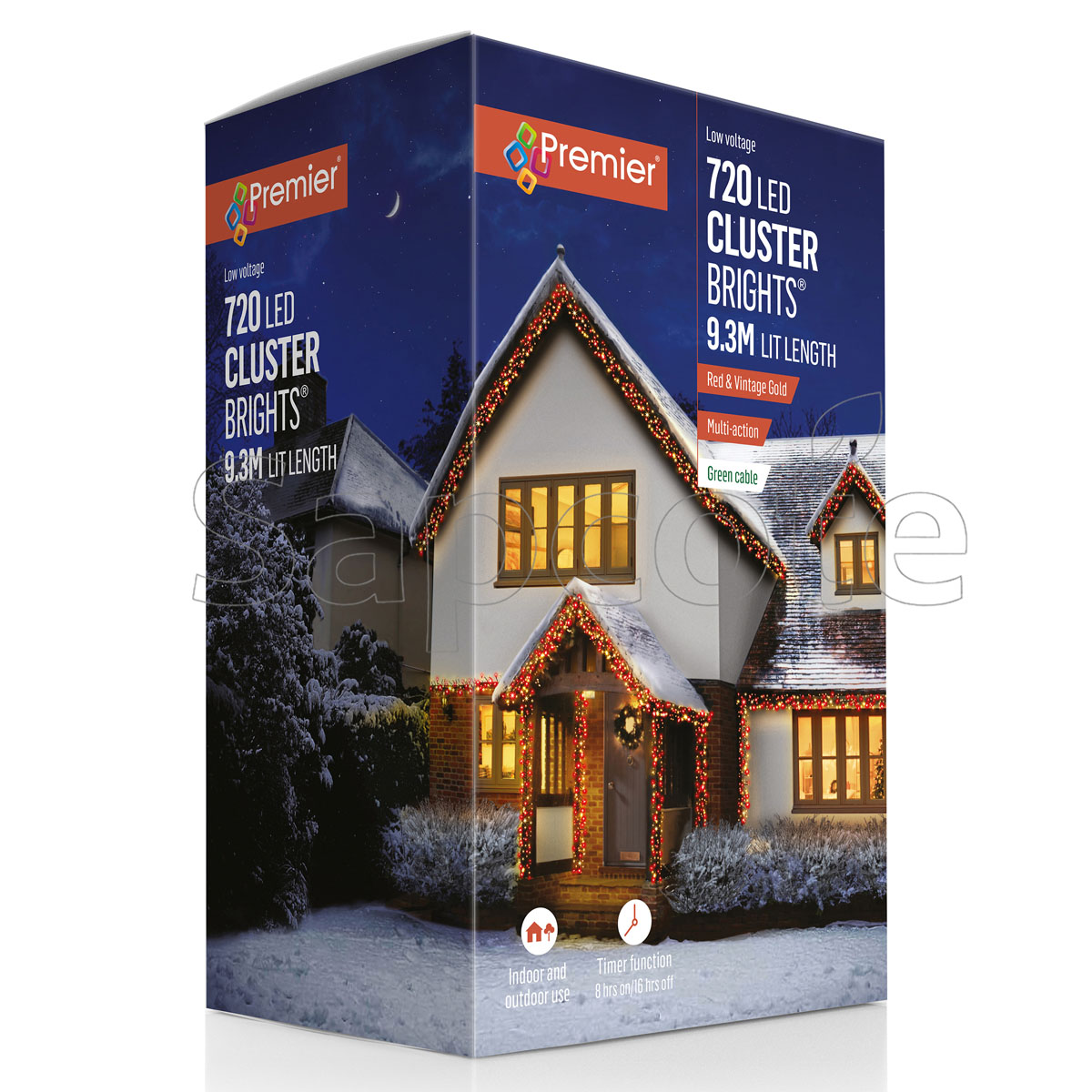 Premier 720 LED ClusterBrights – Red & Vintage Gold (9.3 m)