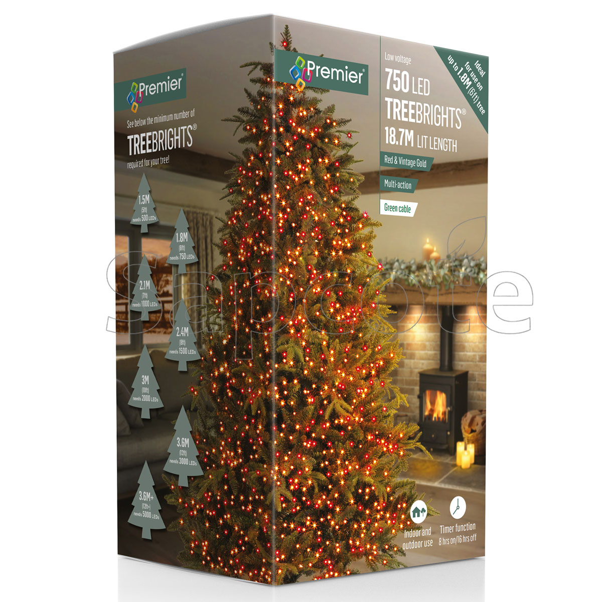 Premier 750 LED TreeBrights – Red & Vintage Gold (18.8 m)