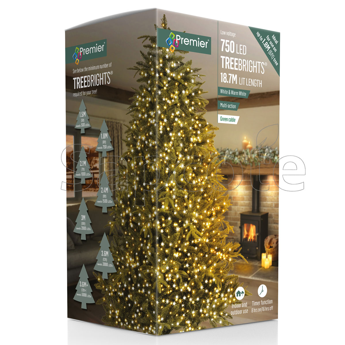Premier 750 LED TreeBrights – White & Warm White (18.8 m)