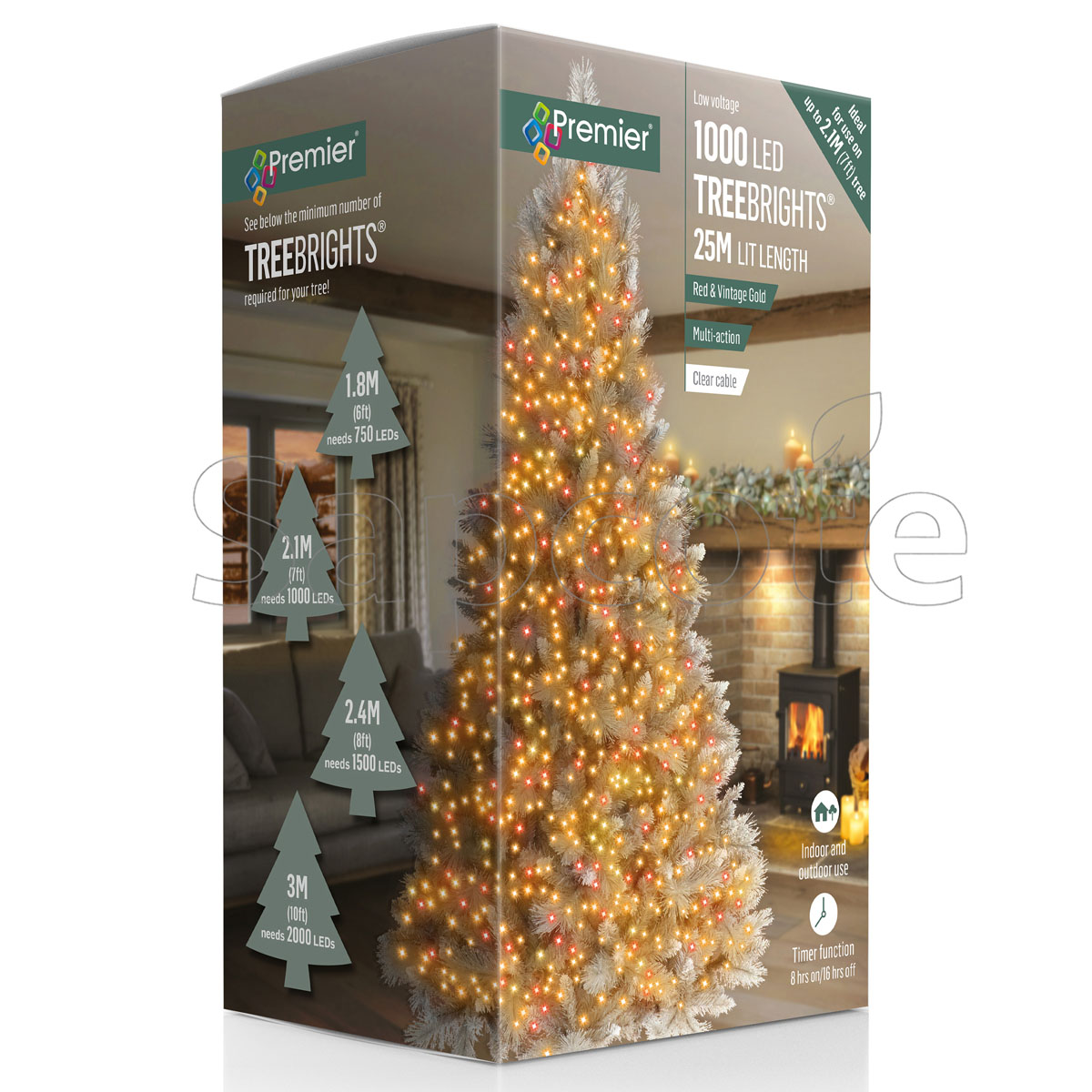 Premier 1000 LED TreeBrights – Vintage Gold & Red (25.0 m)