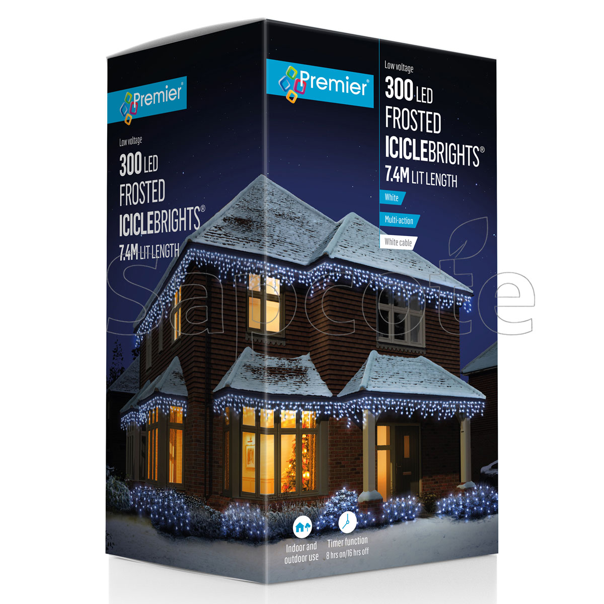 Premier 300 LED Frosted Cap Icicles – White (7.5 m)