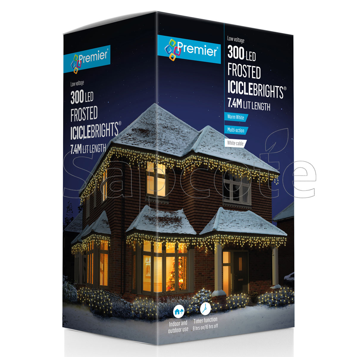 Premier 300 LED Frosted Cap Icicles – Warm White (7.5 m)